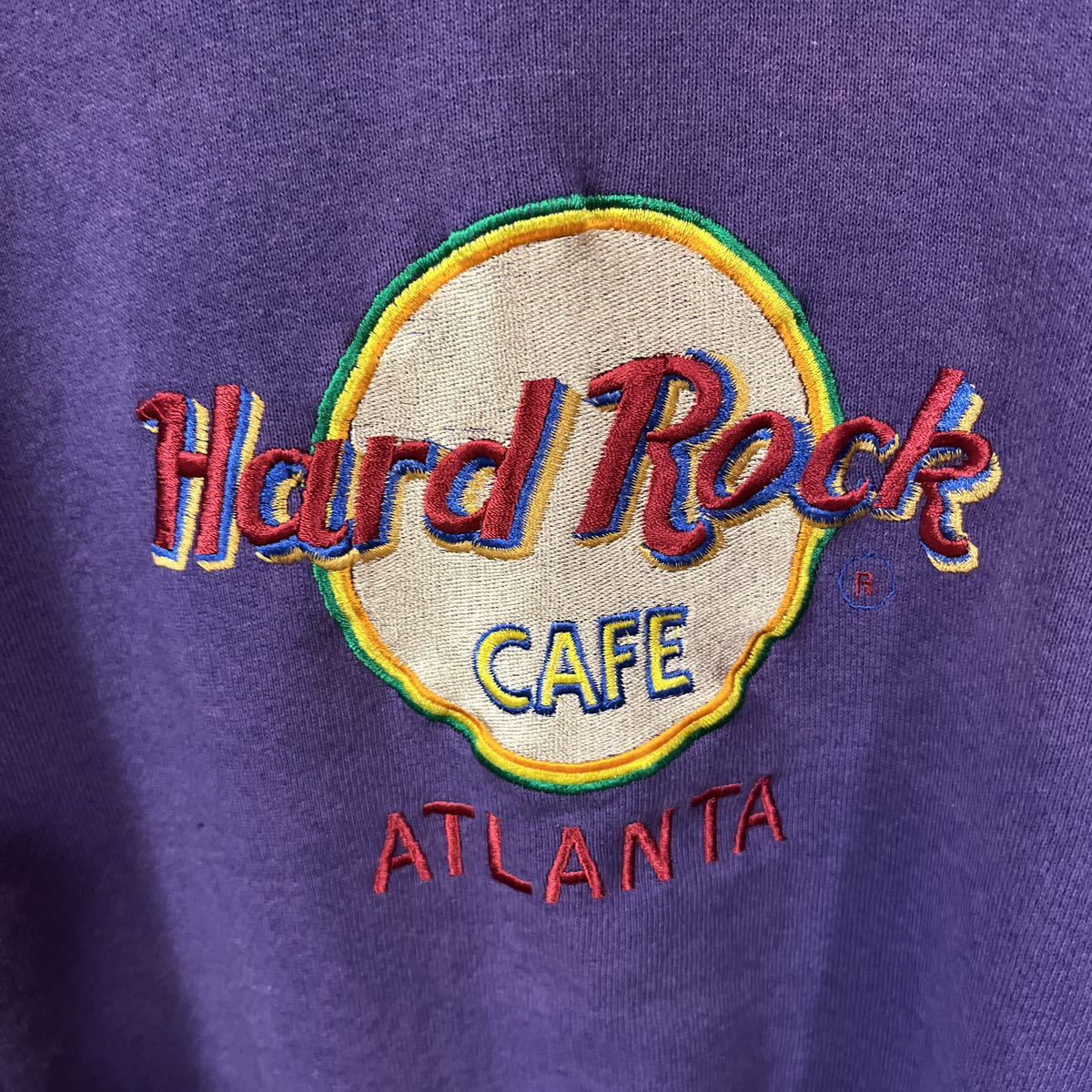 ◆オススメ◆90s ヴィンテージ Hard Rock CAFE ATLANTA刺繍スウェットトレーナー　サイズ不明（L相当）