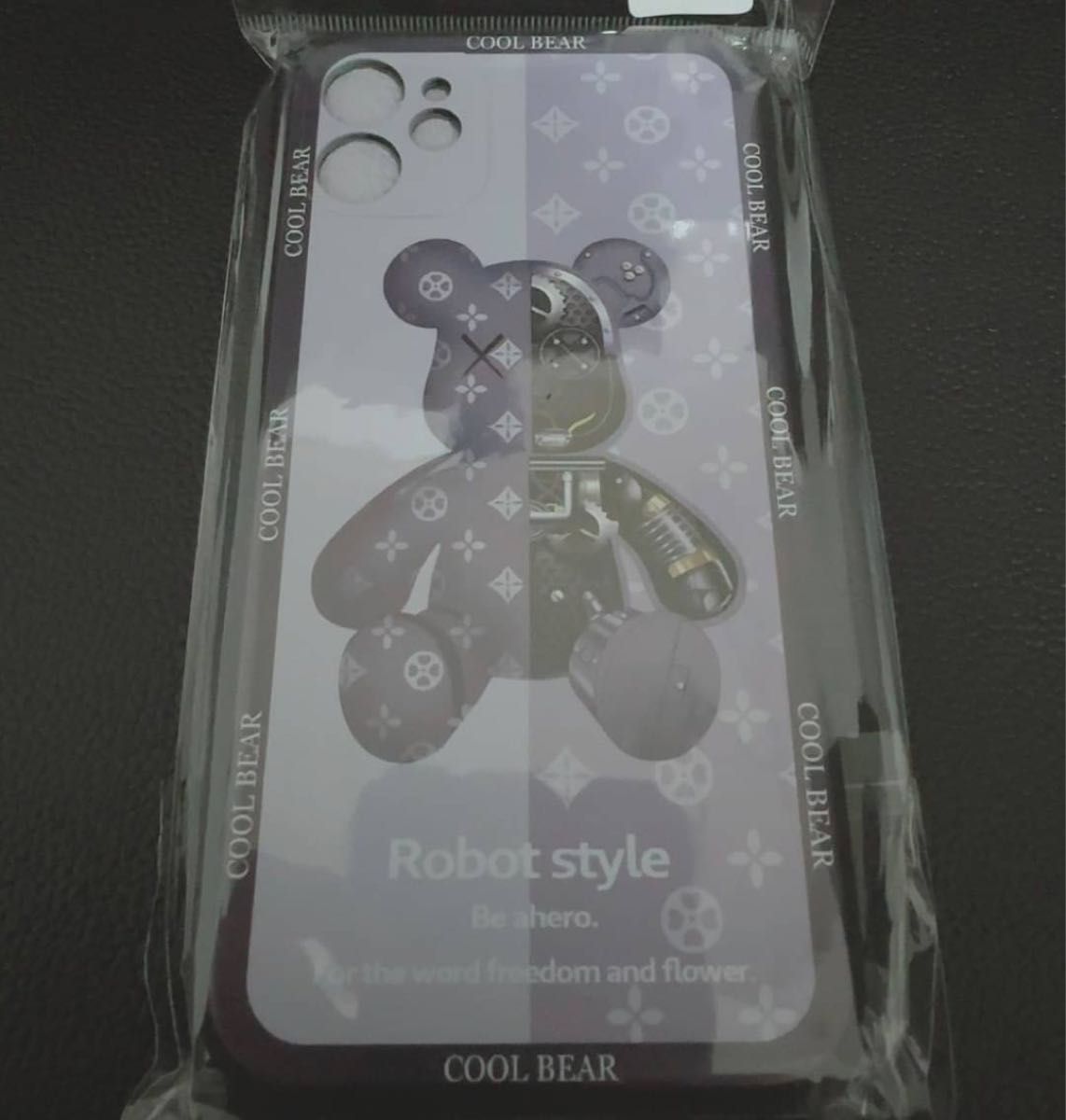iPhone12Proケース 2 ブルー くま ロボットベア 韓国 カバー
