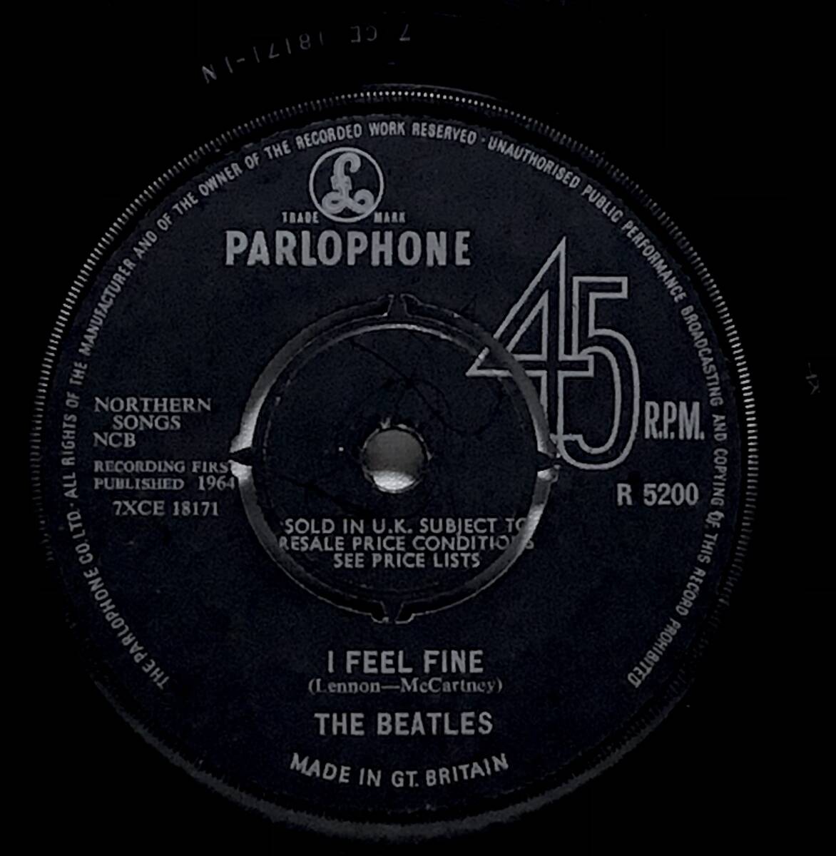 【英7】 THE BEATLES ビートルズ I FEEL FINE / SHE'S A WOMAN / 1964 MONO UK盤 PARLOPHONE 7インチレコード EP 45 1N RG / 1N O 試聴済_画像4
