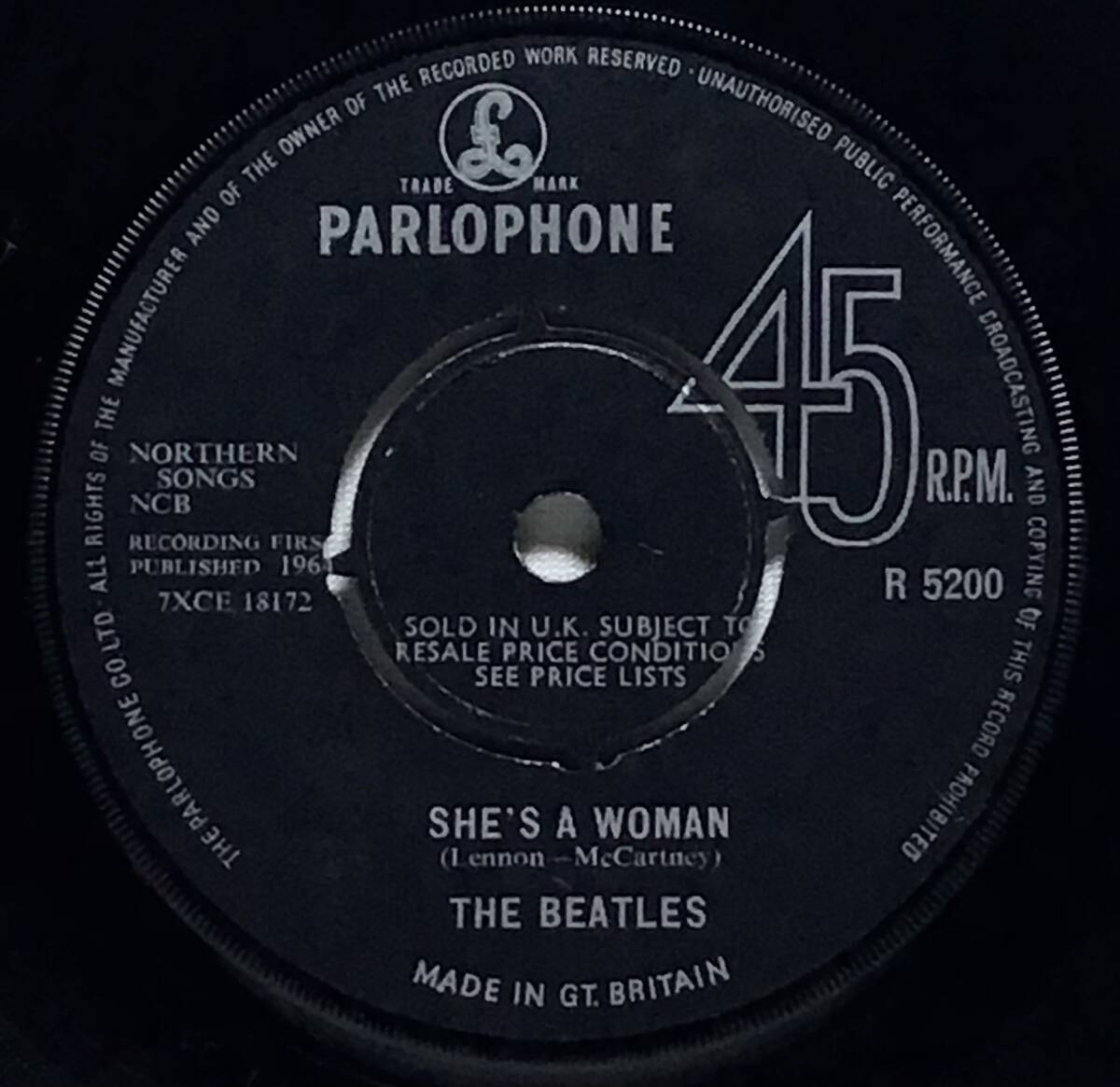 【英7】 THE BEATLES ビートルズ I FEEL FINE / SHE'S A WOMAN / 1964 MONO UK盤 PARLOPHONE 7インチレコード EP 45 1N RG / 1N O 試聴済_画像5