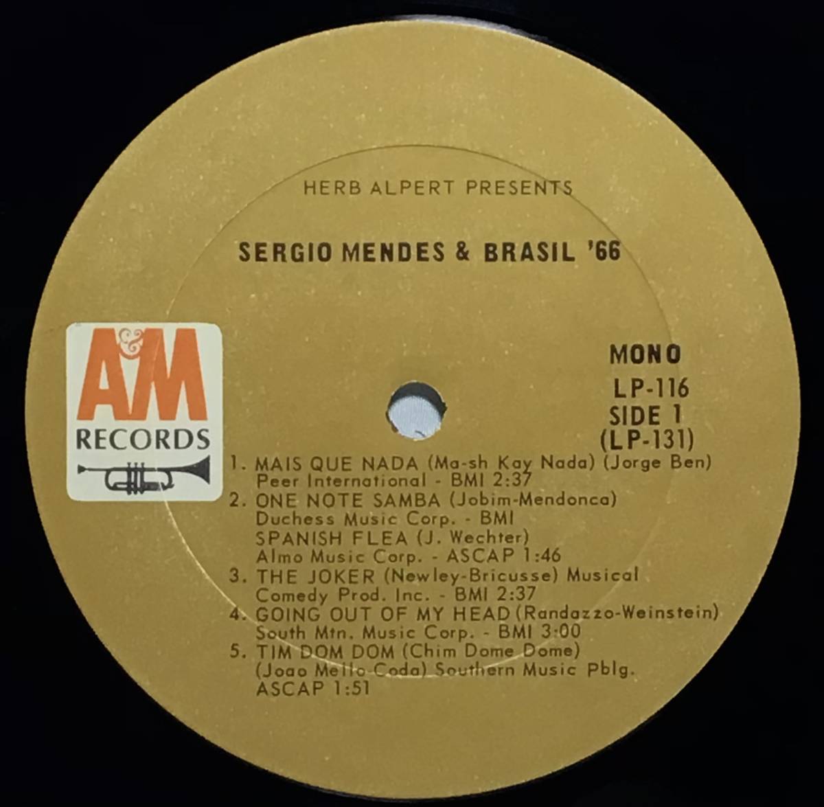 【米LPモノラル】 SERGIO MENDES & BRASIL '66 / 1966 A&M US盤 LPレコード MONO LP-116 セルジオ・メンデス 試聴済の画像6