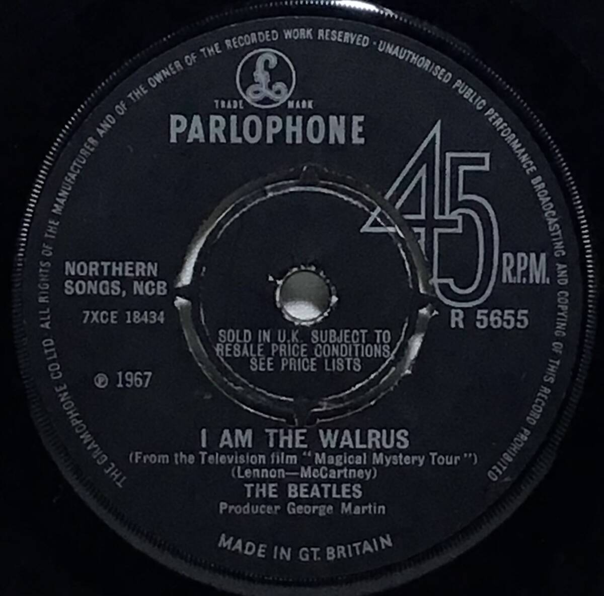 【英7】 THE BEATLES / HELLO, GOODBYE / I AM THE WALRUS 1967 UK盤 PARLOPHONE 7インチレコード EP 45 ビートルズ マト1 HG 1 ROD 試聴済_画像4