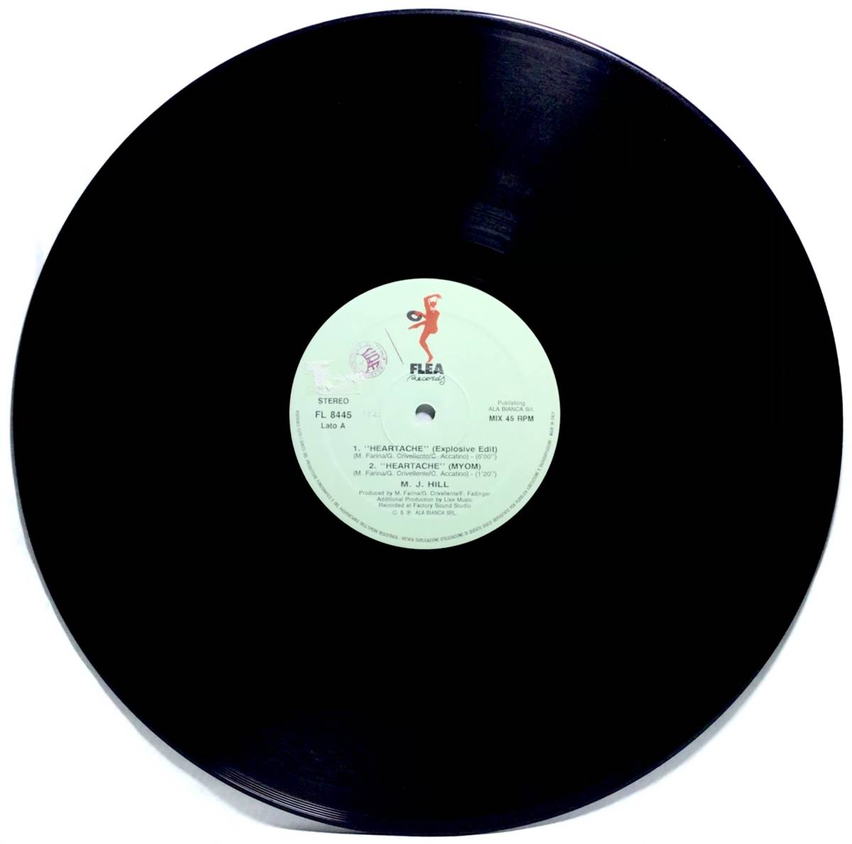 【伊12】 MALCOLM J. HILL マルコム J ヒル / HEARTACHE 1990 イタリア盤 12インチシングルレコード 名曲_画像3