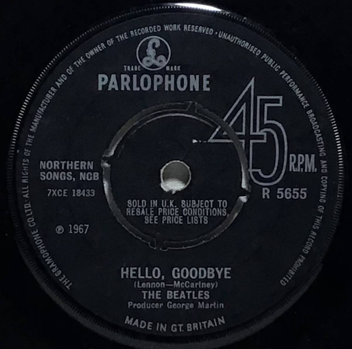 【英7】 THE BEATLES / HELLO, GOODBYE / I AM THE WALRUS 1967 UK盤 PARLOPHONE 7インチレコード EP 45 ビートルズ マト1 HG 1 ROD 試聴済_画像3