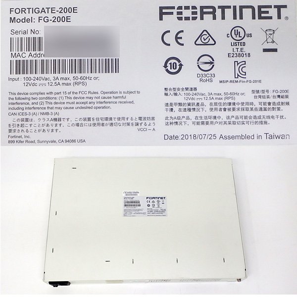 ＃Fortinet/フォーティネット Fortigate-200E (FG-200E) ファイアウォール 初期化済_画像3