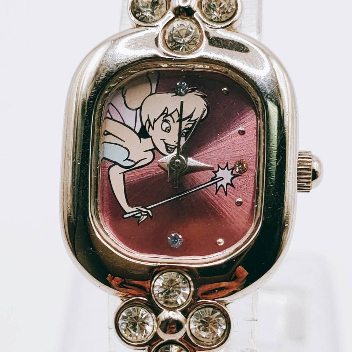 #49 Disney ティンカーベル ブレス時計 アナログ 2針 紫文字盤 シルバー色 腕時計  ヴィンテージ アンティーク