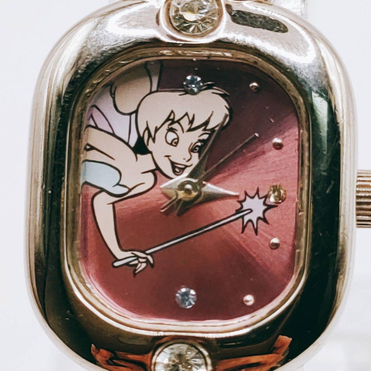 #49 Disney ティンカーベル ブレス時計 アナログ 2針 紫文字盤 シルバー色 腕時計  ヴィンテージ アンティーク