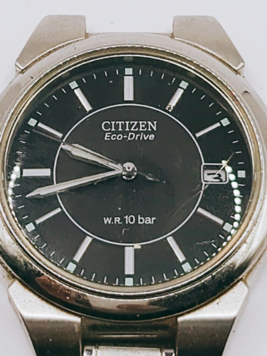 #146 【動作品】CITIZEN シチズン Eco Drive エコドライブ E111 腕時計 アナログ 3針 黒文字盤  