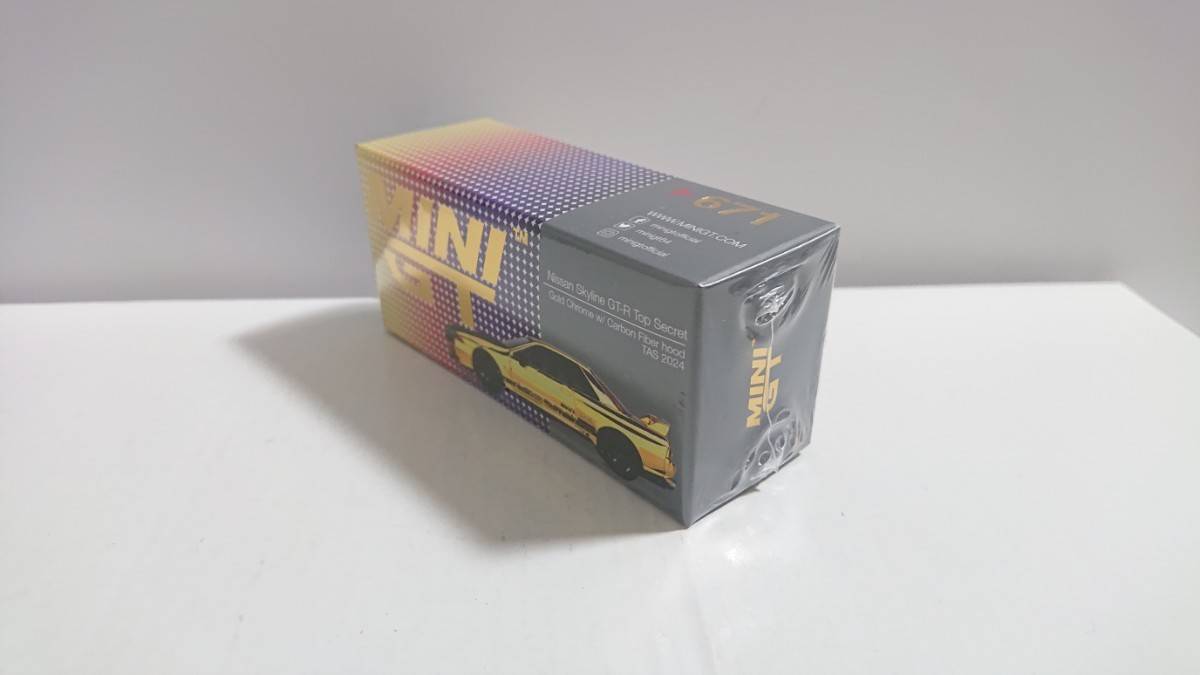 未開封 東京オートサロン 2024 限定 MINI GT トップシークレット スカイライン GT-R VR32 Top Secret Gold Chrome MGT00671-R 1/64の画像3