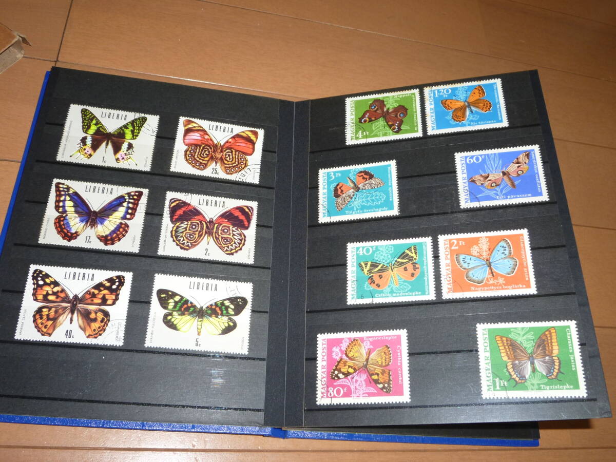 蝶 昆虫 魚 絵柄 切手 コレクション まとめて ストックブック付きの画像1