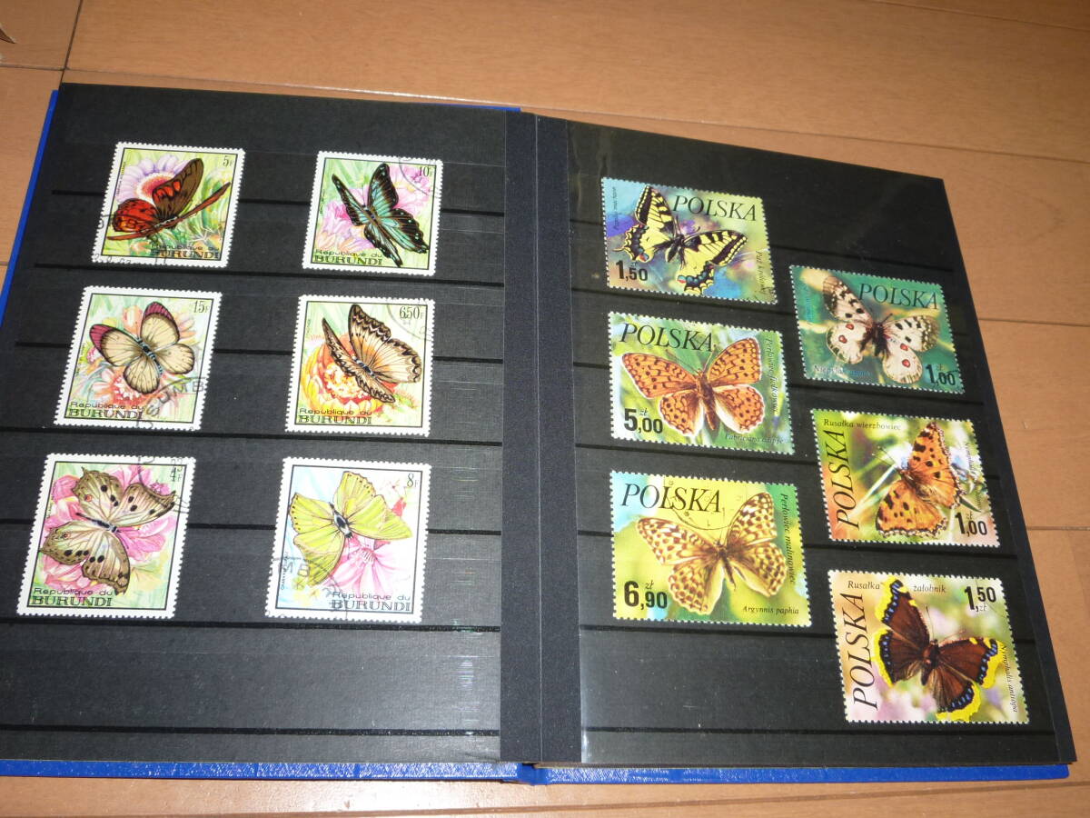 蝶 昆虫 魚 絵柄 切手 コレクション まとめて ストックブック付きの画像4