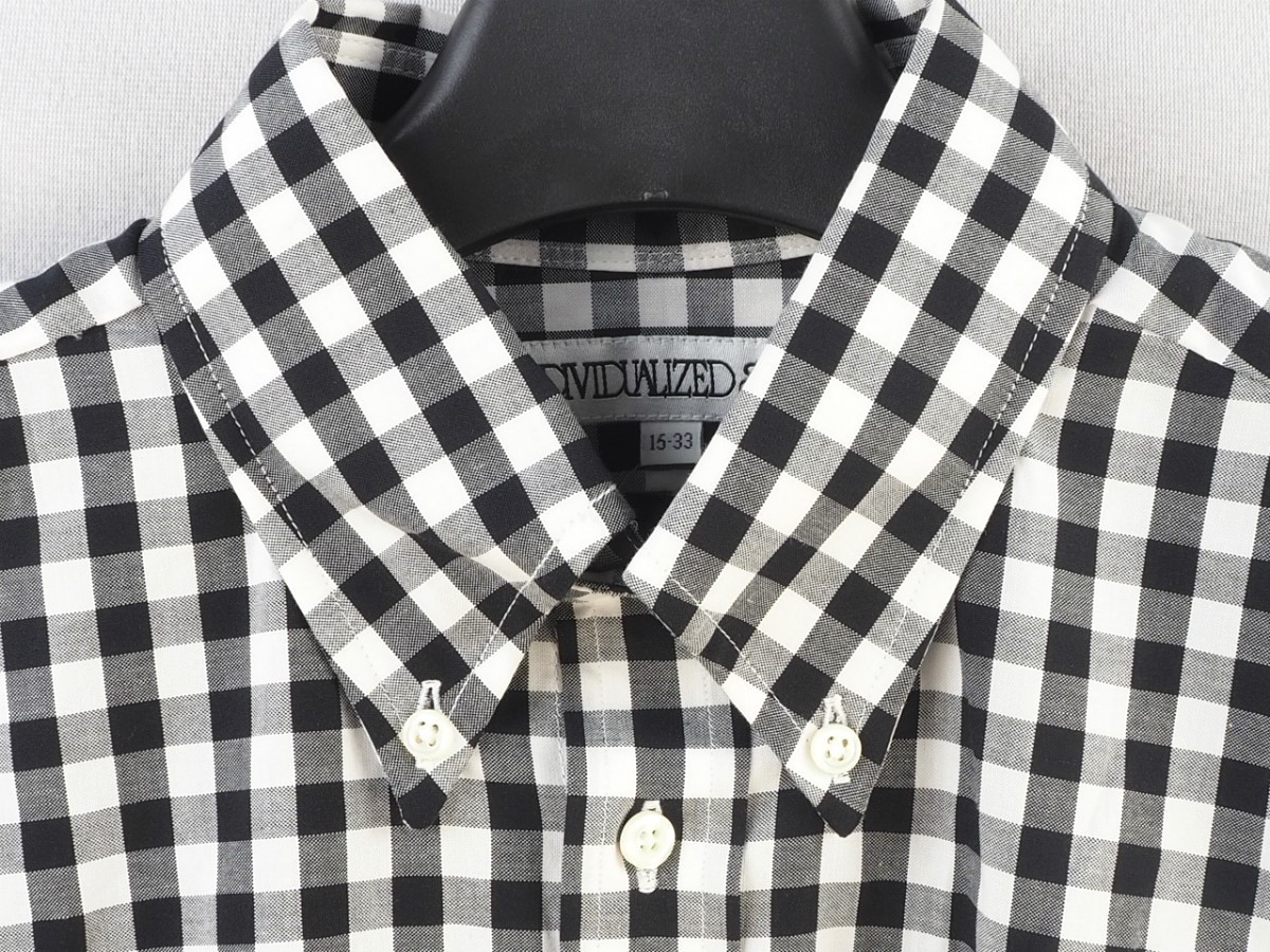 5T240215 美品 INDIVIDUALIZE SHIRTS 長袖 ギンガムチェック BD コットン100％ サイズ/15H・33 インディビジュアライズドシャツ_画像7