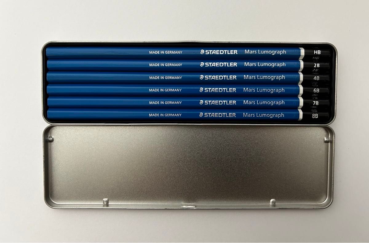未使用　ステッドラー　マルス ルモグラフ 高級鉛筆　６硬度（8B、7B、6B、4B、2B、HB）各1本入り　100 G6