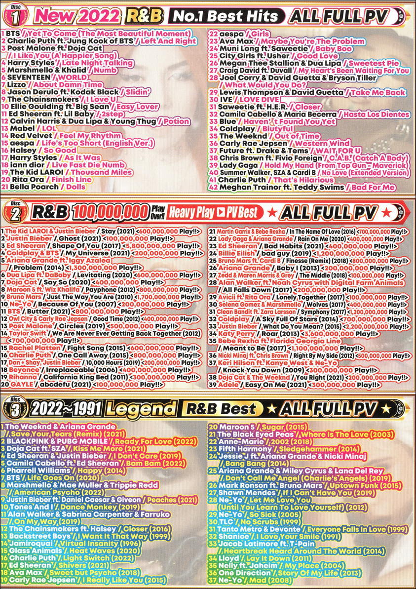 最新/名曲揃い Premium R&B 2022-1991/DVD3枚組/全118曲_画像3