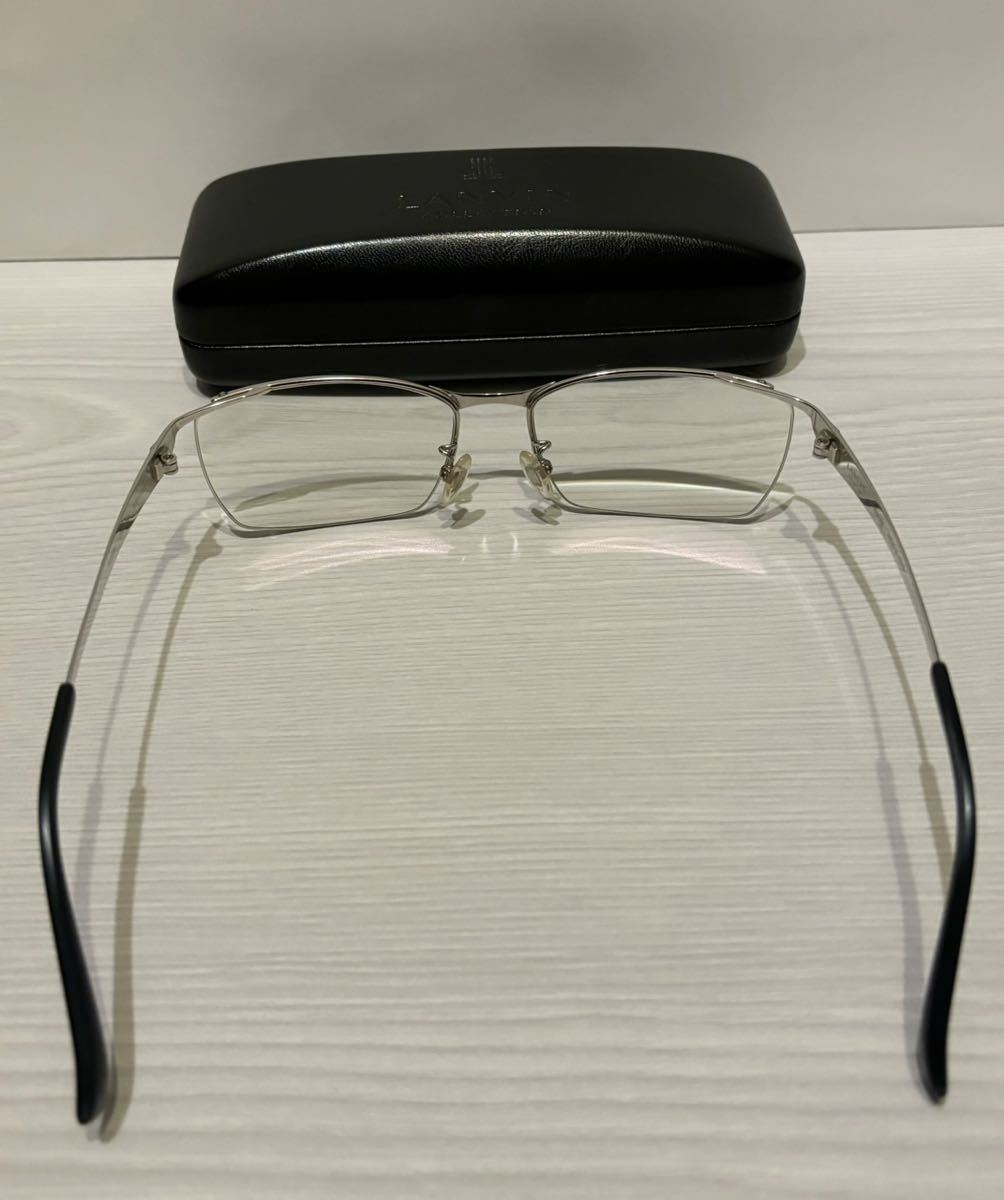 ◎ 美品 LANVIN ランバン 日本製 チタニウム 度入り メガネ 眼鏡 めがね 度数 R +1.50 -2.50 90 / L 0.00 -2.50 75 PD67 ケース付き _画像5
