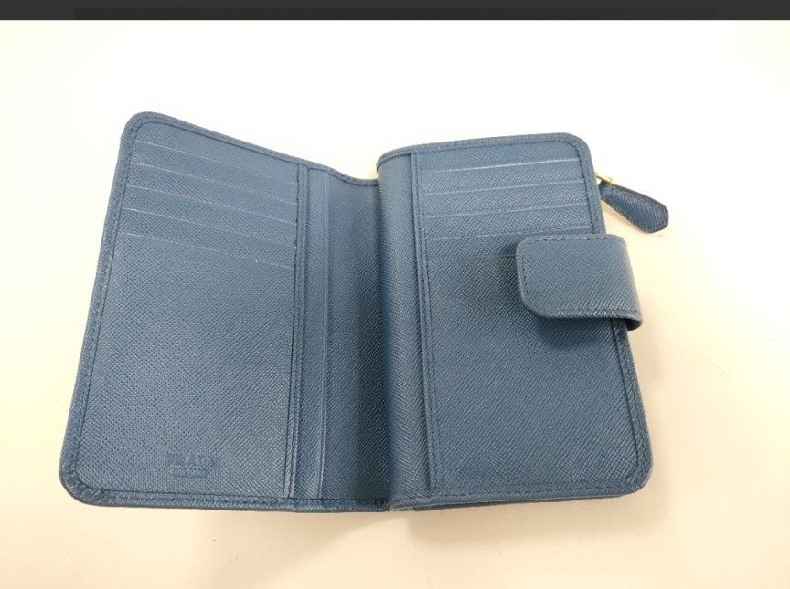 【極美品】 PRADA プラダ 財布 二つ折り財布 サフィアーノ ネイビー
