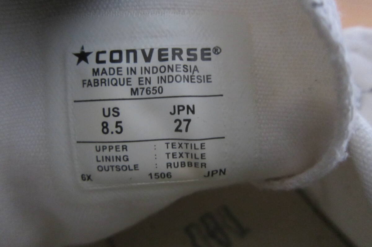 ③ CONVERSE コンバース ALL STAR オールスター M7650 HI ハイカットスニーカー 白 27㎝ O2402Dの画像6