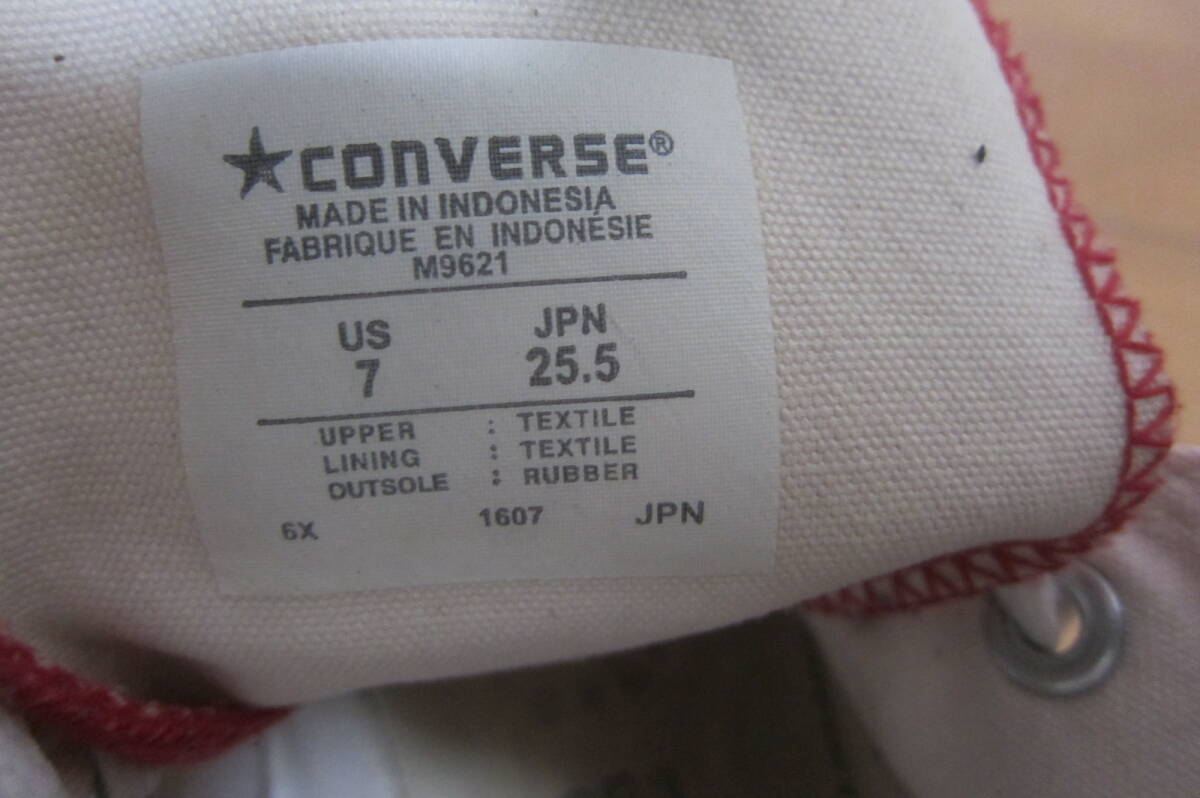 CONVERSE コンバース ALL STAR オールスター M9621 HI ハイカットスニーカー 赤 25.5㎝ O2402Dの画像6