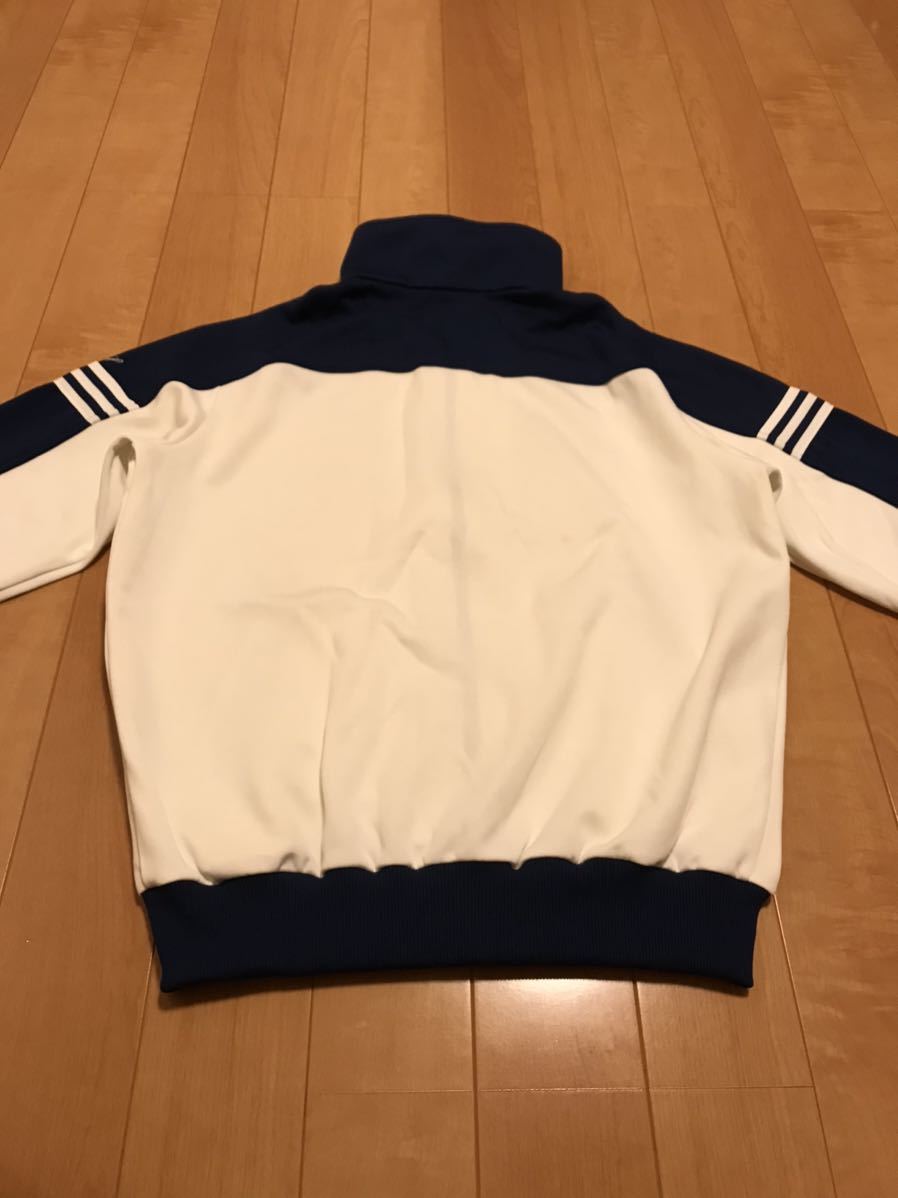 極美品☆デサント製 adidas／70-80s アディダス 西ドイツ　超希少サイズ7！XL〜寸並 ジャージ トラックジャケット 三つ葉ロゴ クリーム×紺_画像7