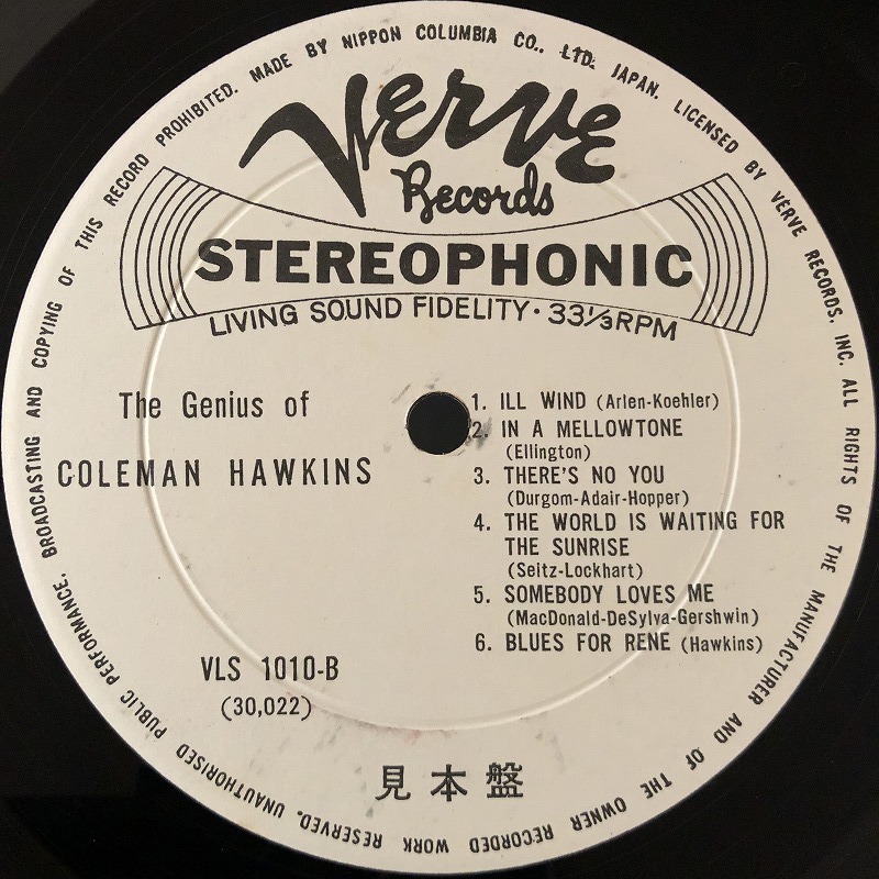 【ペラジャケ】美品 プロモ 見本盤 / コールマン・ホーキンス「THE GENIUS OF COLEMAN HAWKINS」/ COLEMAN HAWKINS / レア盤_画像4