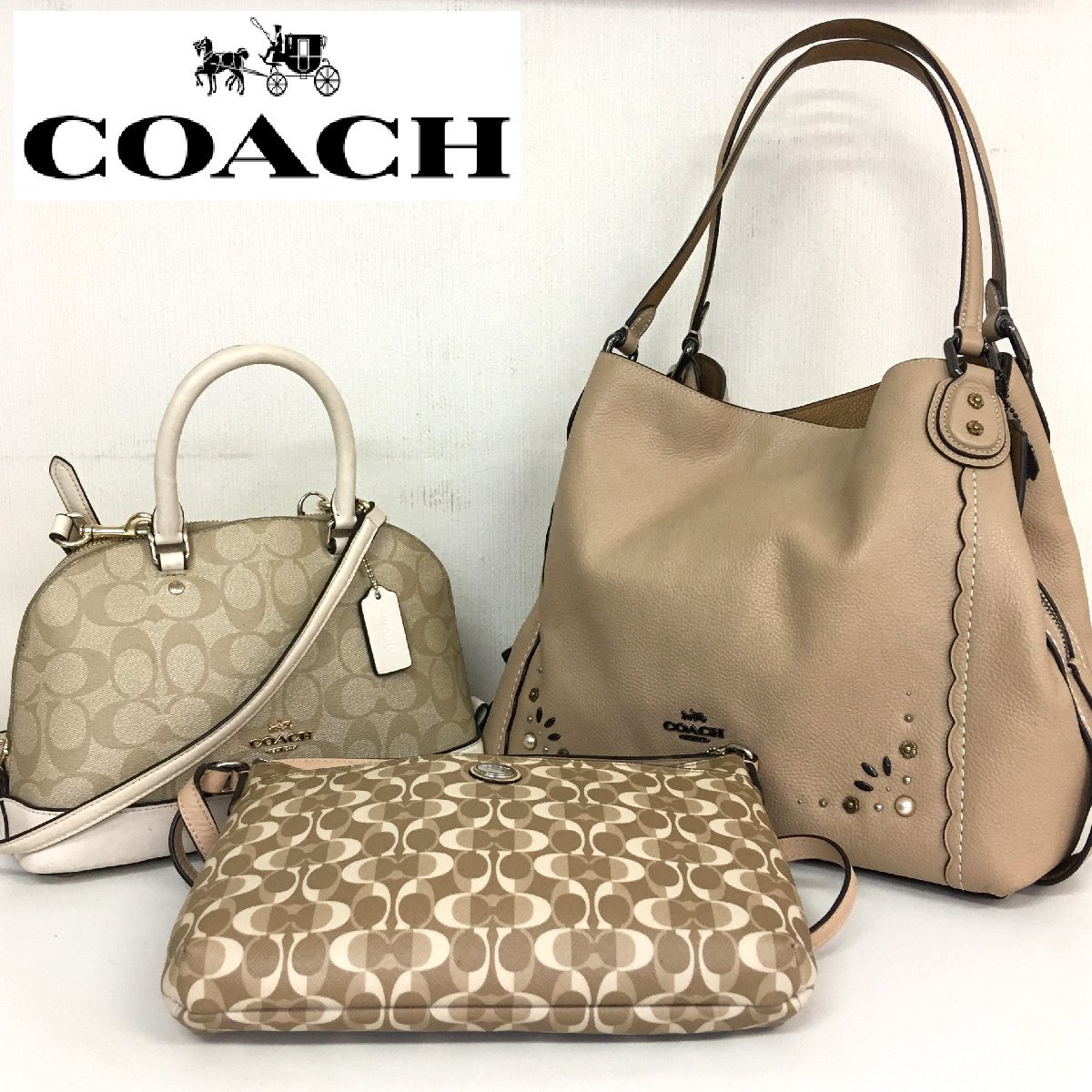 COACH/3点セット/ショルダーバッグ/ハンドバッグ/2way/レザー/ブラウン/肩掛け/29336/58295/シンプルなデザイン/DC8