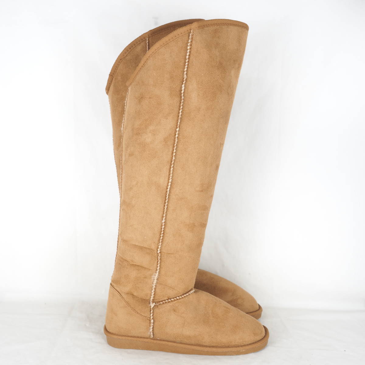 EB4801* lady's long mouton boots *L-24cm* Camel 