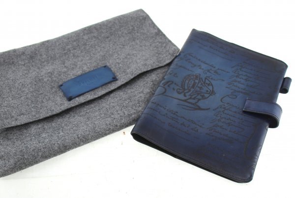 * beautiful goods Berluti / Berluti epi .-ru wing Ray bdo Agenda kali graph . stamp book cover pocketbook cover blue group 145119