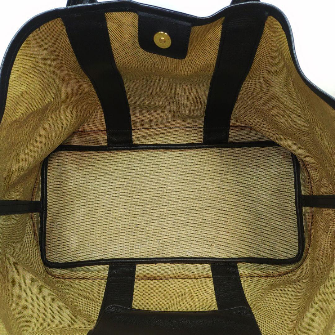 トリーバーチ Tory Burch トートバッグ ビジネスバッグ 旅行鞄 メンズ レザー 本革 キャンバス A4可 PC可 肩掛け ロゴ ベージュ×ブラック_画像4