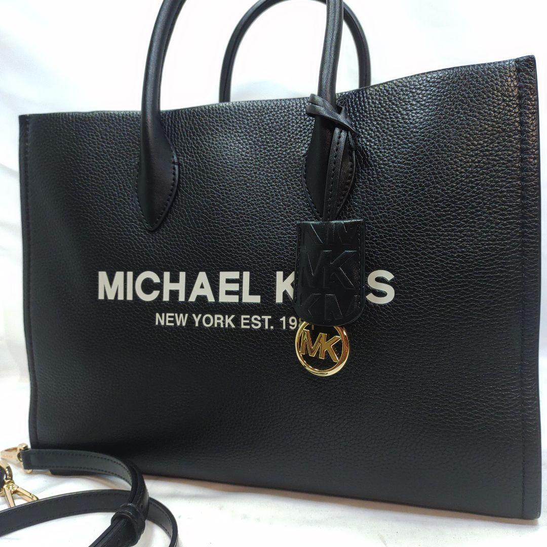 【極美品】マイケルコース MICHAEL KORS ミレラ トートバッグ 2way ショルダー メンズ レザー 本革 ビジネス A4/PC可 ロゴ 黒色 ブラックの画像1