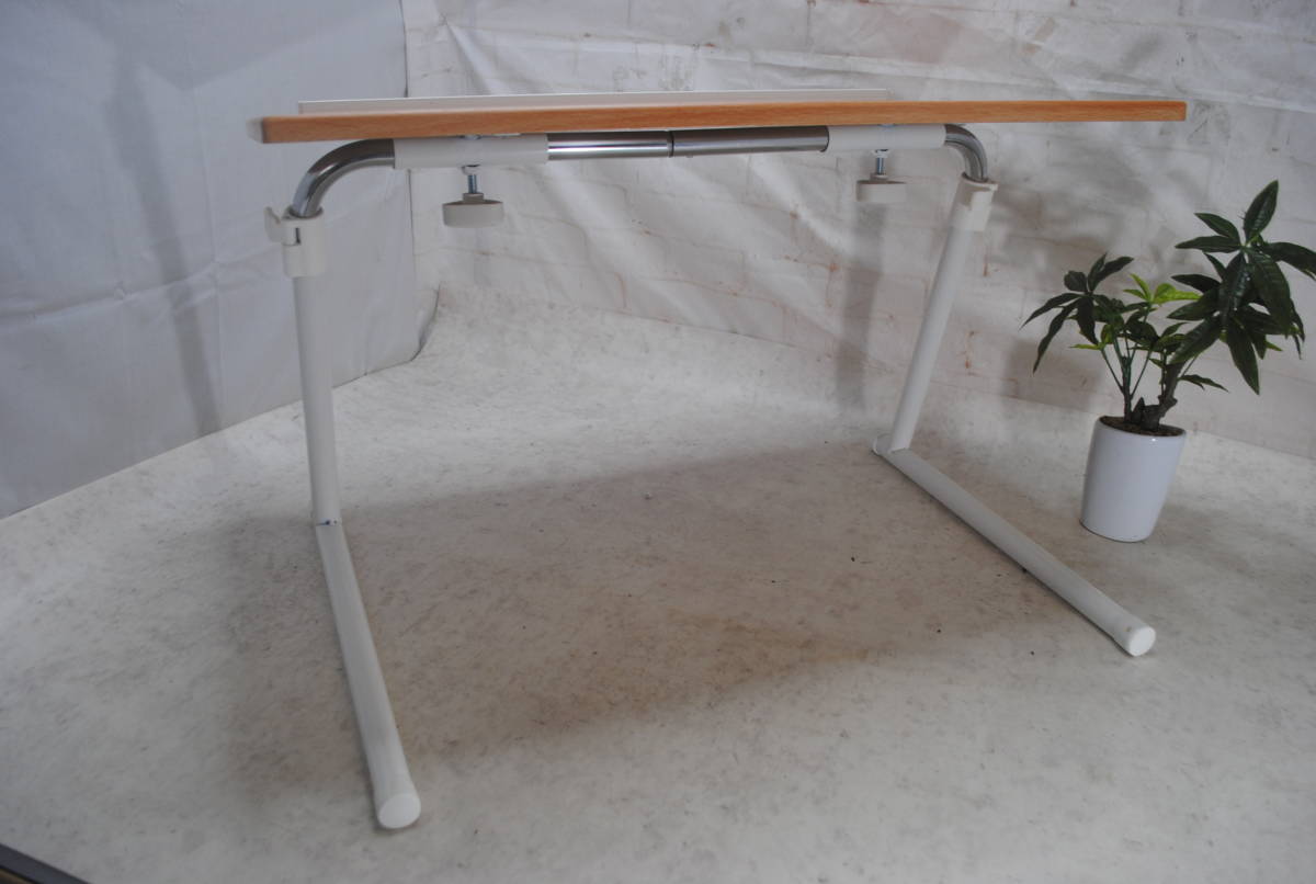 /は738.折り畳みテーブル 昇降式 サイドテーブル 木製 高さ調節 コンパクト リフティングテーブル ベッドテーブル 介護 在宅ワーク_画像9