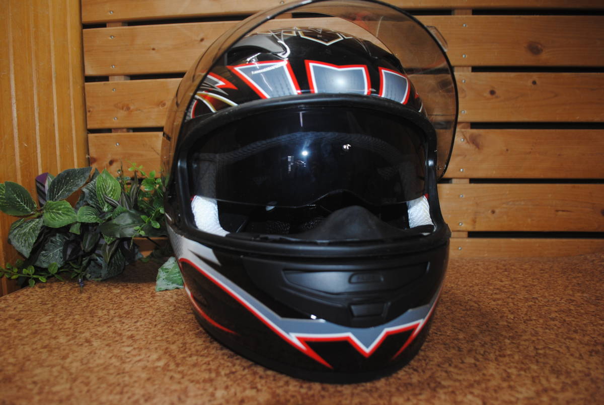 /は868.自動二輪車乗車用ヘルメット フリーサイズ Ｈ-990Ｂ レッド×ブラック の画像5