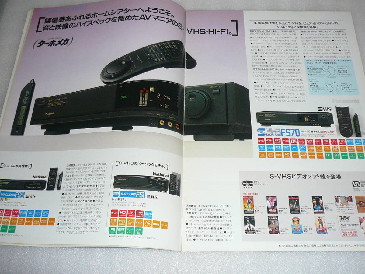 Panasonic VHSデッキ総合カタログ’89-4 NV‐V10000 NV-FS70 NV-BS3 NV-FS1000 NV-DS1 NV-FS1 NV-FS5_画像3