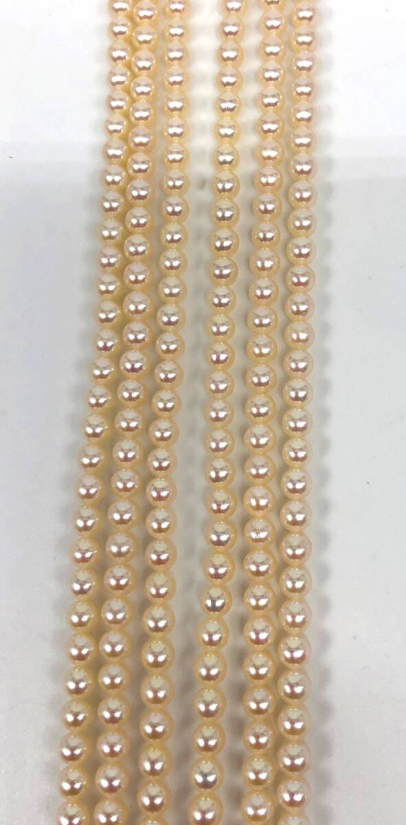 【中古長期保管品】本真珠 パール ネックレス 3連ベビーパール アコヤ 大きさ約3.6mm 重さ約47.3ｇシルバー刻印（管11710）_画像6