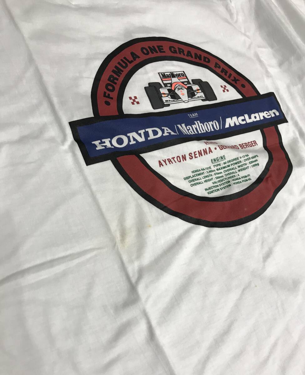 【未使用・タグ付】HONDA F-1 Tシャツ アイルトン セナ ゲルハードバーガー フォーミュラ1 ホンダ マルボロ ヴィンテージ レア 希少■0220M_画像9