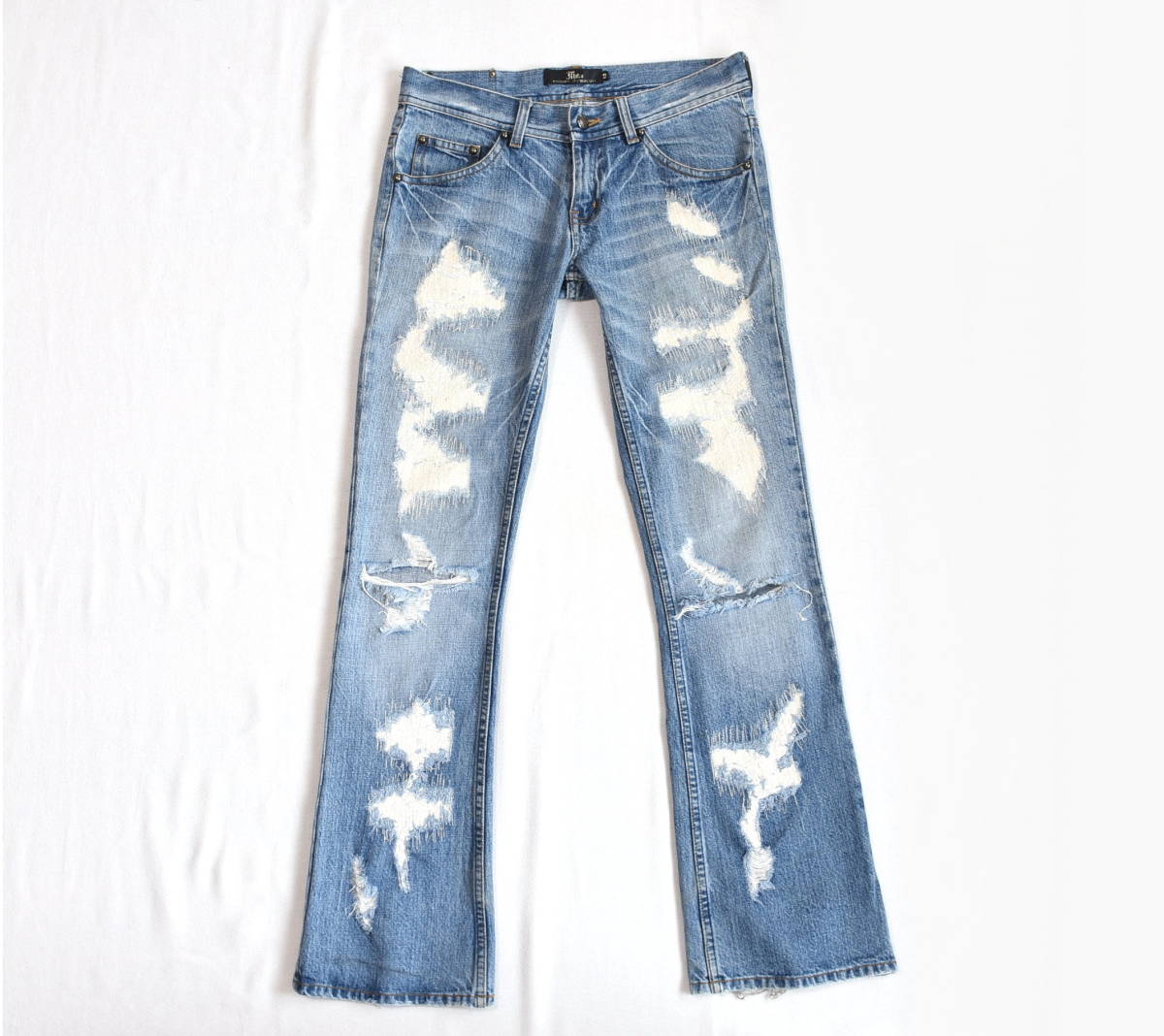 00s y2k　Midas（ミダス）grunge flare denim　size2　グランジ加工フレアシルエット・デニムパンツ 　ネオお兄系_画像3