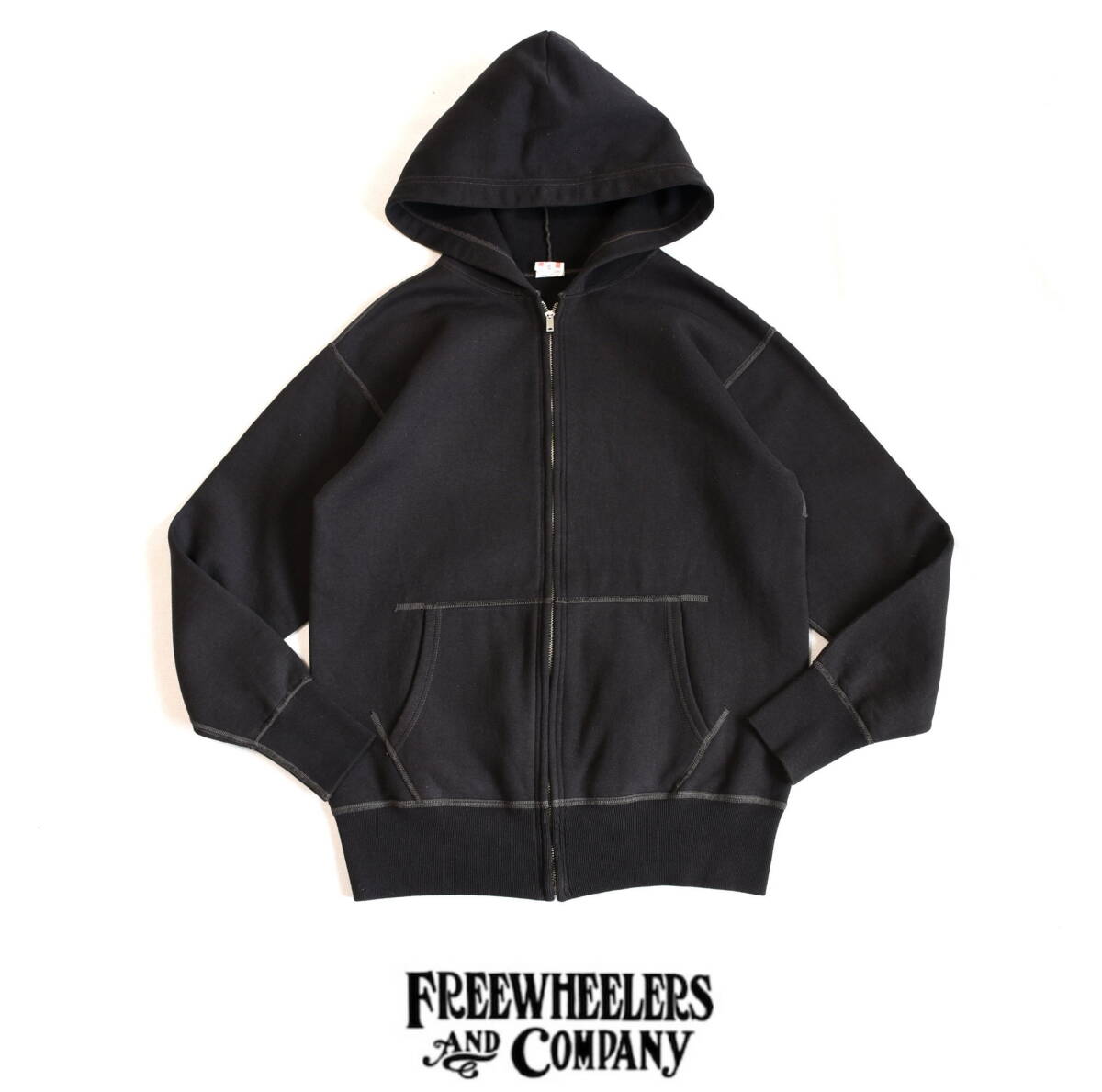 POWER WEAR（FREEWHEELERS）裏起毛 “丸胴” ジップアップスウェットパーカー size S（36-38） フリーホイーラーズ_画像1