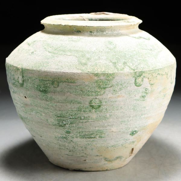X848. 中国古玩 漢代 漢緑釉 壺 花器 高さ14.2cm / 陶器陶芸古美術時代