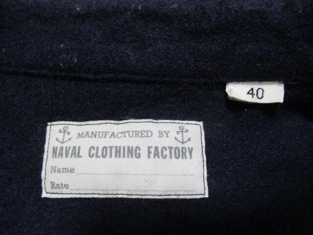 東洋 バズリクソン NAVAL CLOTHING ウールシャツ 紺 40 BR24961_画像8
