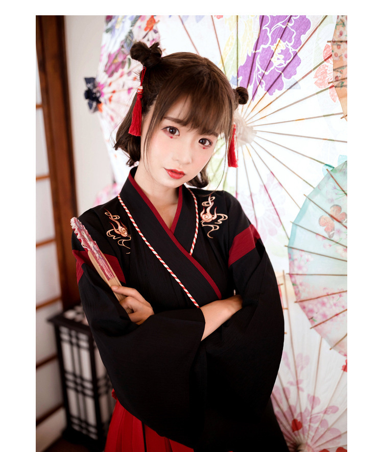  Japanese clothes . clothes yukata cosplay put on clothes flower . skirt retro manner . woman lady's fancy dress black S size SNS Event set 