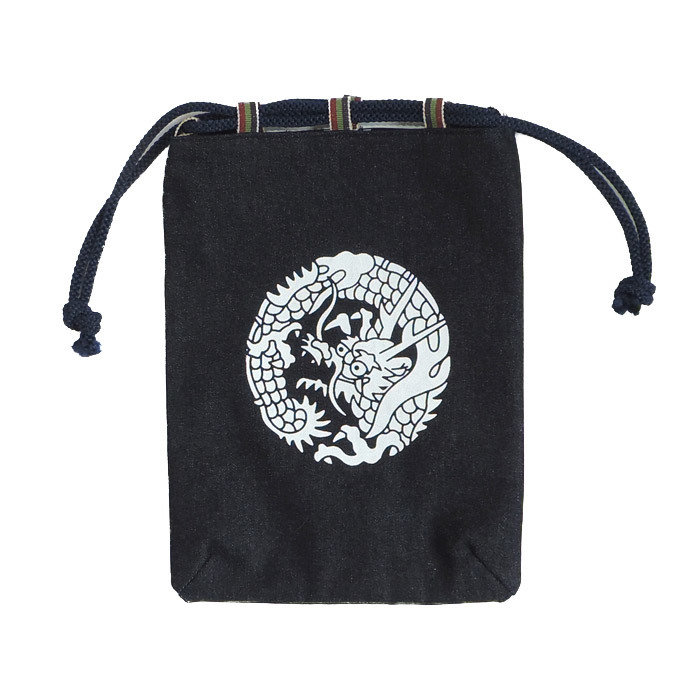  Denim cloth bag dragon pattern unused new goods Denim pouch 