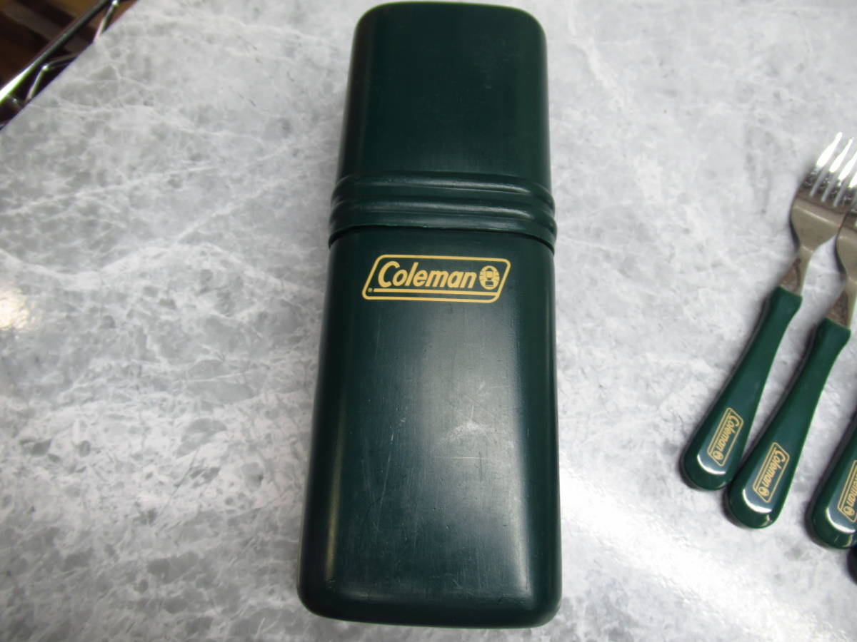 コールマン ウッドカラトリー セット 170A5006 ハードケース 付き ケースカラー 緑 ナイフ スプーン フォーク 管理6rc0131J210_画像4
