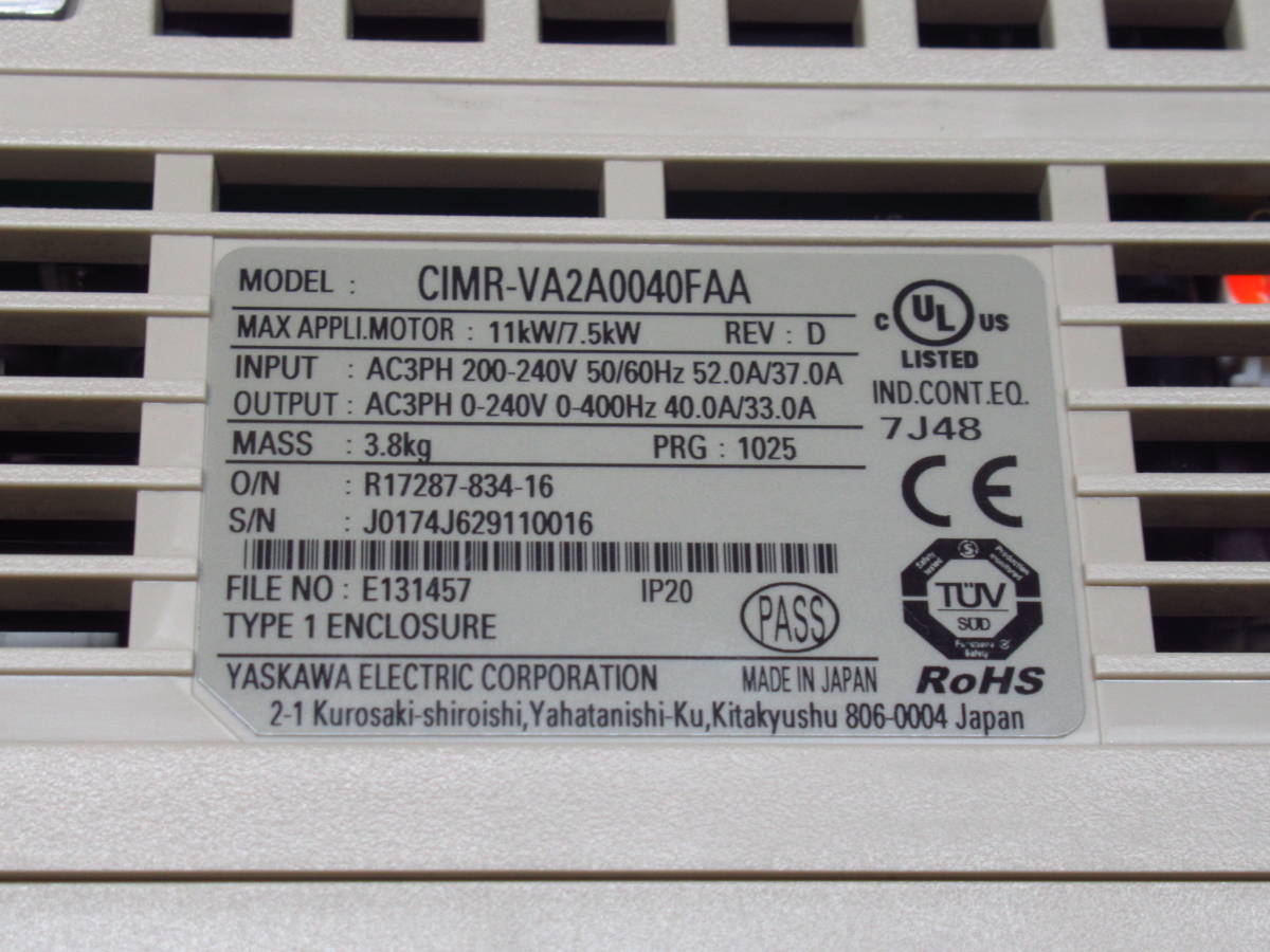 YASKAWA 安川電気 インバーター V1000 CIMR-VA2A0040FAA 管理6Z0212C27_画像8