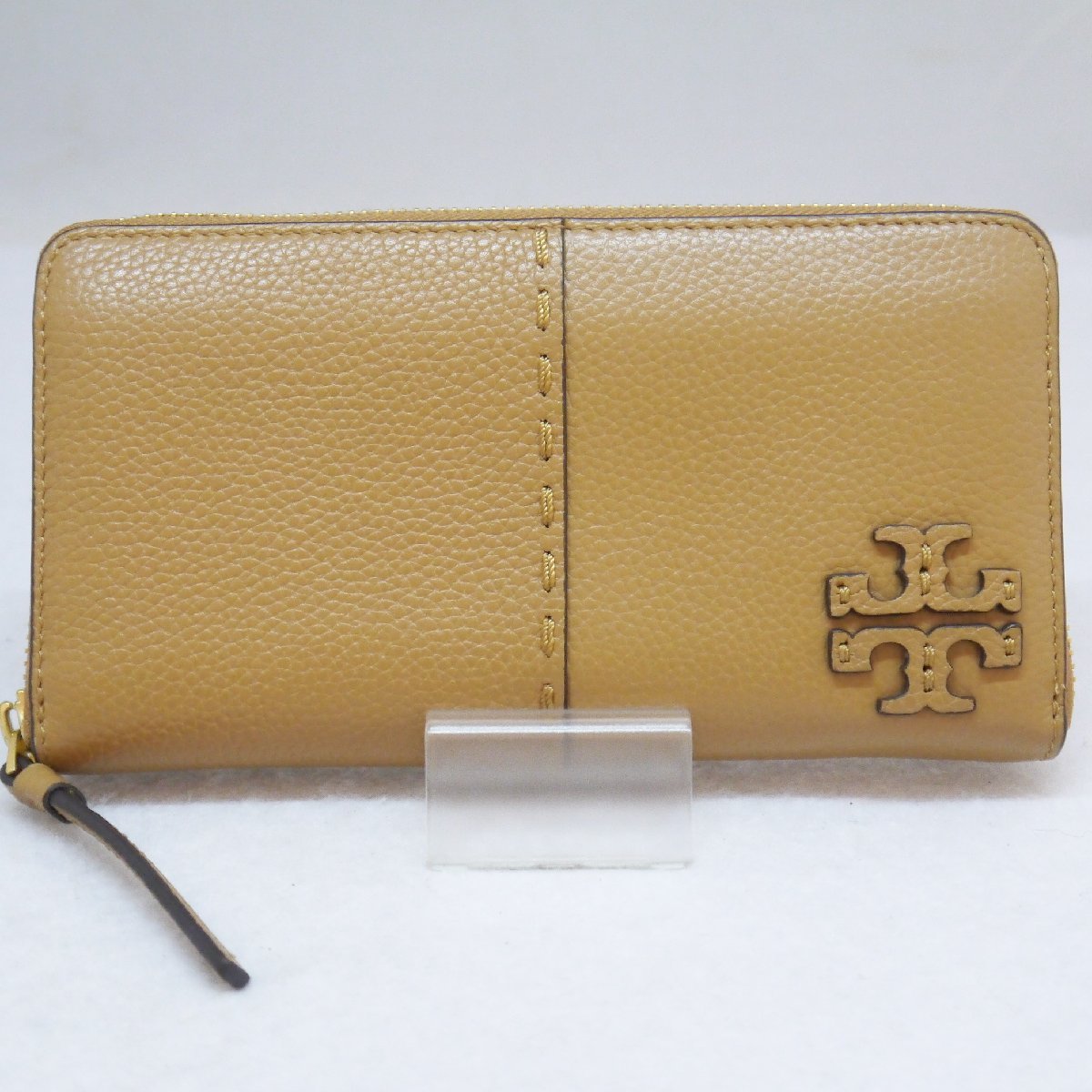 定形外送料無料 USED品・保管品 TORY BURCH トリーバーチ ラウンドファスナー長財布 レザー ブラウン系 ゴールド金具 現状品 ①_画像2