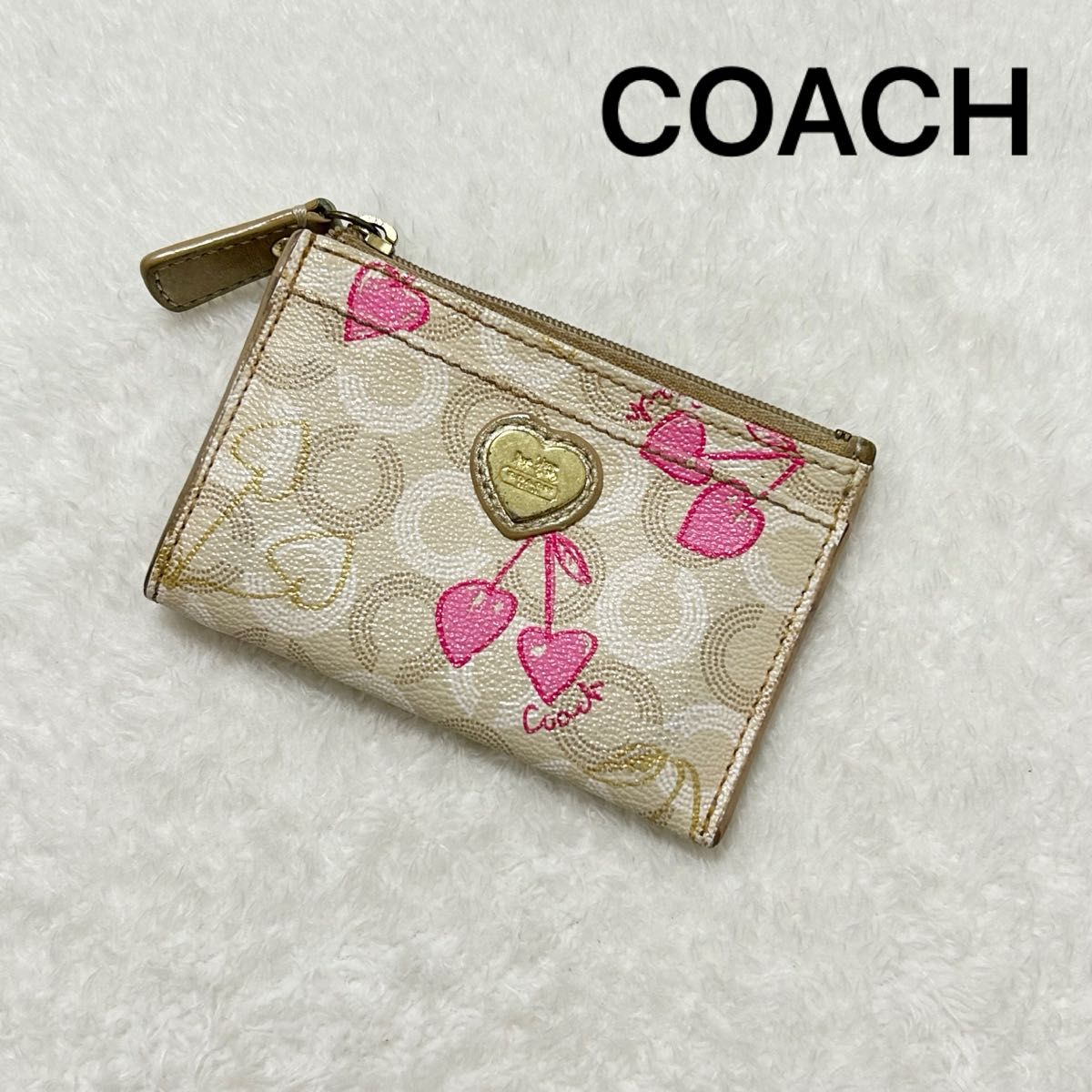 COACH コーチ オプアート ハート チェリー 小銭入れ 財布 コインケース キーケース さくらんぼ