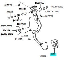 TOYOTA トヨタ 純正部品 クラッチペダル ブレーキ ペタル パッド 31321-53010 カスタム 車の画像4