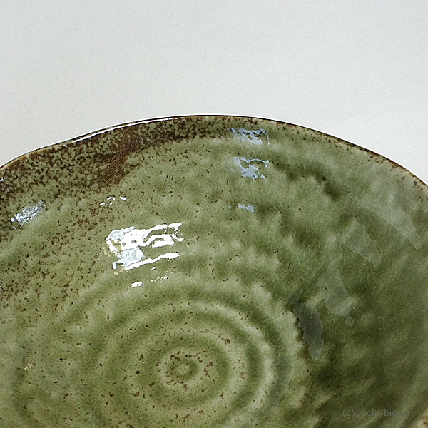【特価品】うどん・そばどんぶり 陶器 5枚セット 日本製 箱なし 緑の画像4