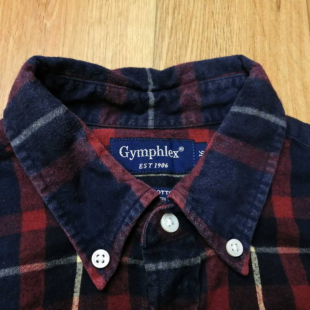 ジムフレックス Gymphlex チェックシャツ 長袖シャツ サイズM 24-0228fu09【4点同梱で送料無料】_使用感あり、色落ちあり