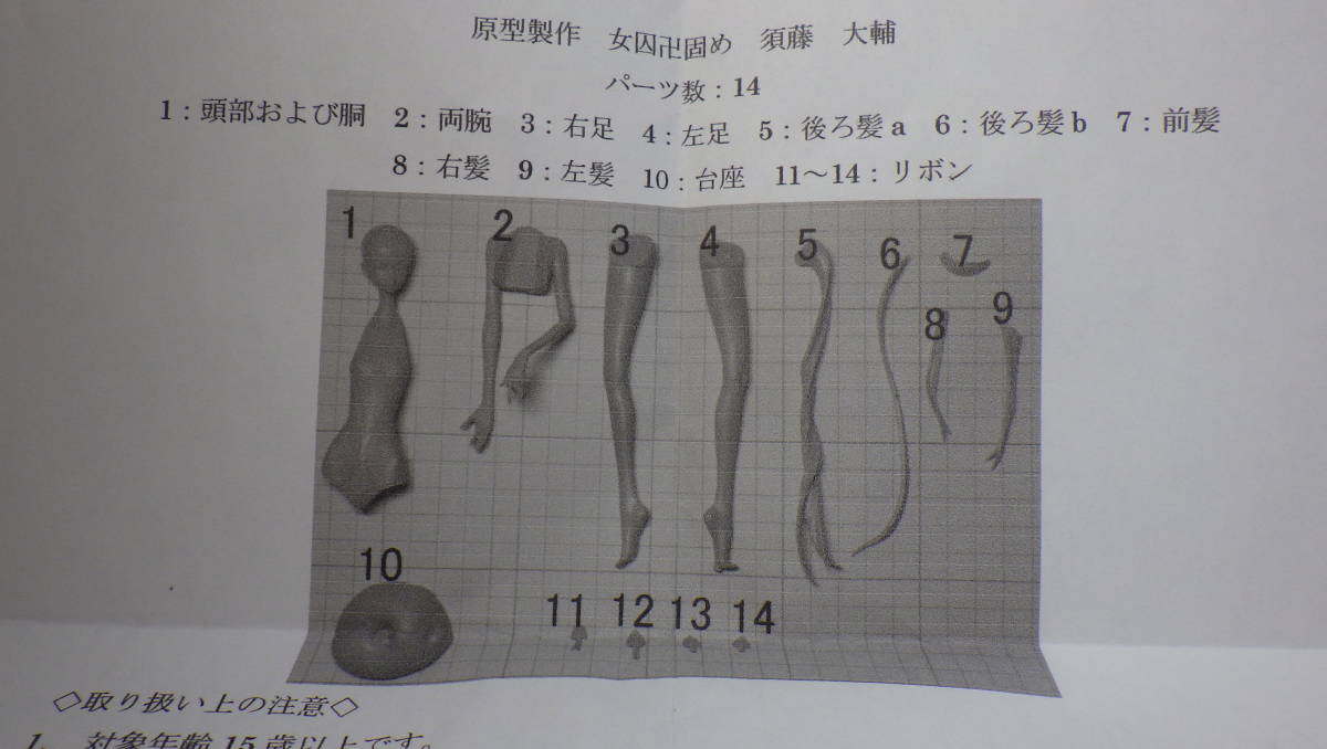 送料込み パーツ確認済み 女囚卍固め 風紀委員 水着 それゆけ楽園ちゃん(仮) ガレージキット ガレキ レジンキャスト_画像3