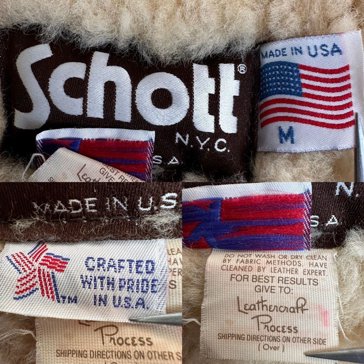 レアショット SCHOTT レザーベスト 内ボア 切替え パッチワーク USA製 MADE IN USA ブラウン 40 L相当 ワーク ライダース ウエスタン_画像10