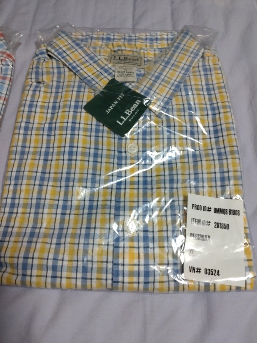 LL Bean  半袖チェックシャツ/カットソー2枚セット XL